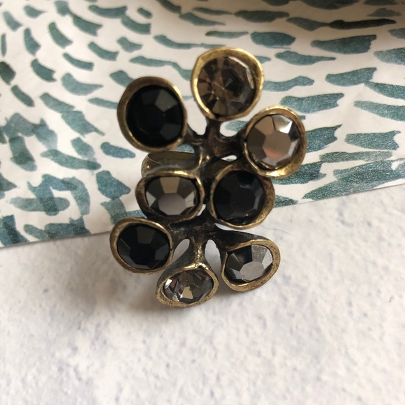 Avant Gard Black Gold Statement Adjustable Ring - Picture 4 of 6